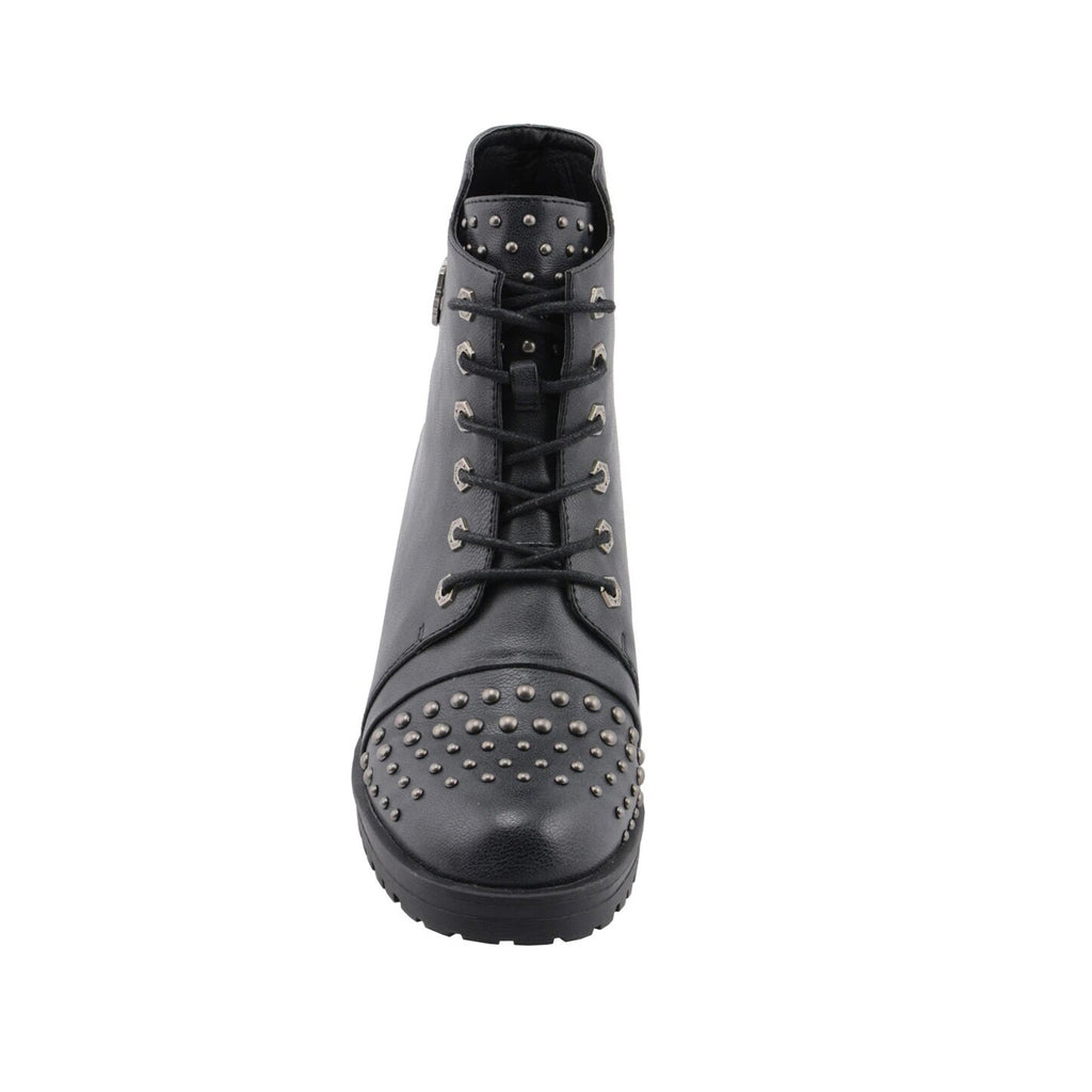 Womens Distress Black Rocker Boot with Studded Instep – Bikers Gear Online