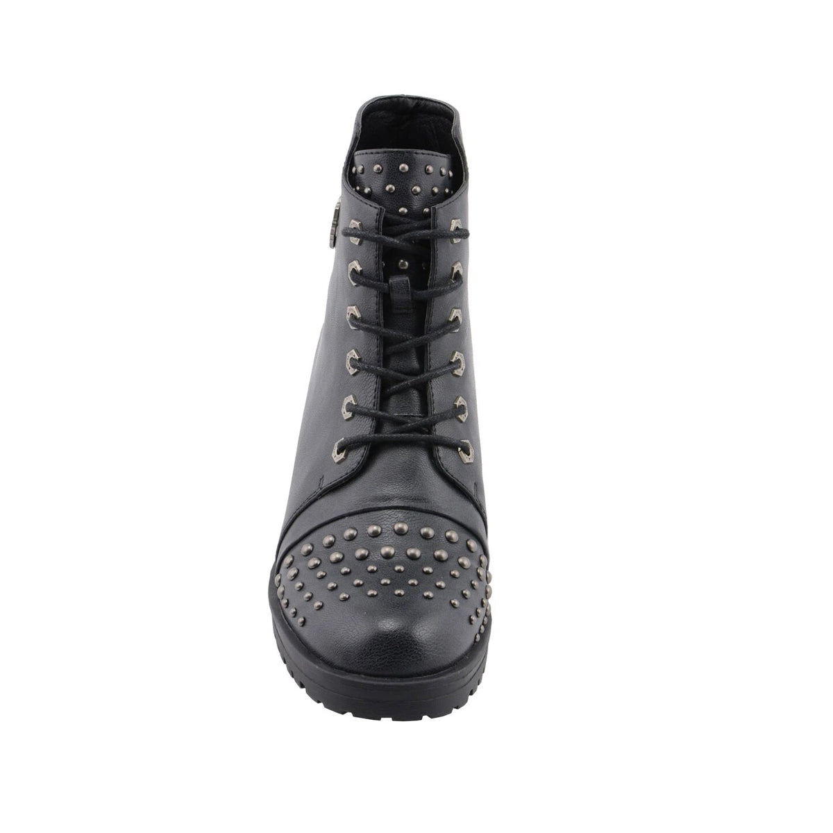 Womens Distress Black Rocker Boot with Studded Instep