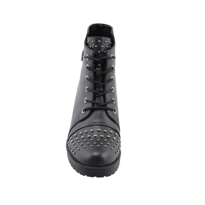 Womens Distress Black Rocker Boot with Studded Instep