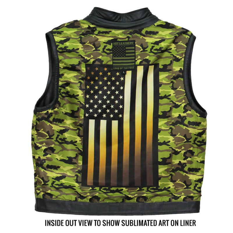 Hot Leathers Vest Camo Flag Liner Carry Conceal