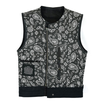Mens Club Vest Black with Paisley Liner