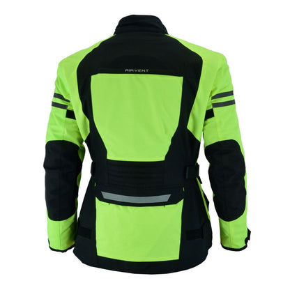 Milwaukee Riders Mens Motorcycle jacket Hi Vis Neon Flourecent Color, Armored Protective Round Neck