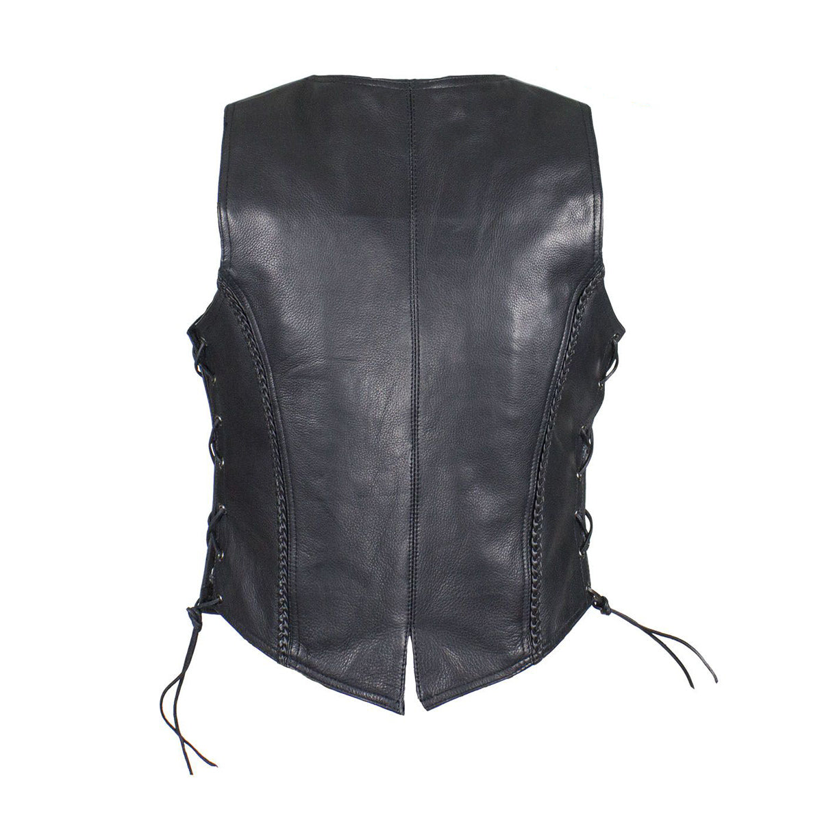 Womens Longer Motorcycle Vest With Braid By Milwaukee Riders