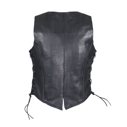 Womens Longer Motorcycle Vest With Braid By Milwaukee Riders