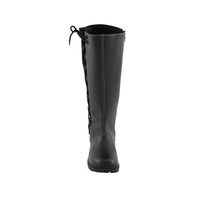 Womens 17 Inch Black Lace Side Boot with Contrast White Stitching