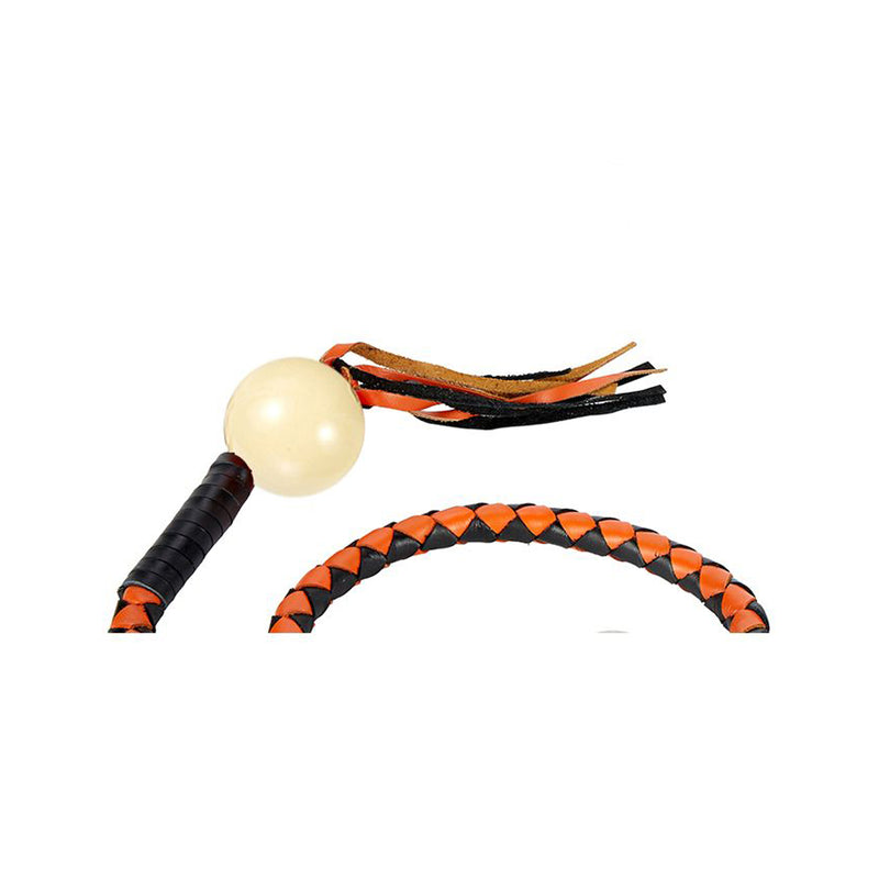 Black And Orange Fringed Get Back Whip With White Pool Ball