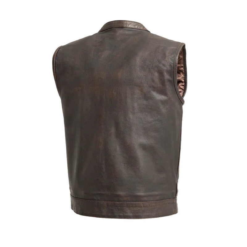 Sharp Shooter Men's Motorcycle Leather Vest - Brown