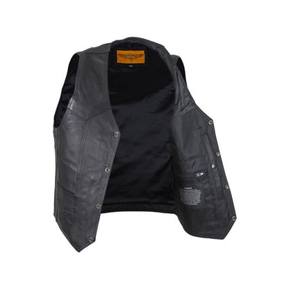 Mens Plain Black Leather Vest