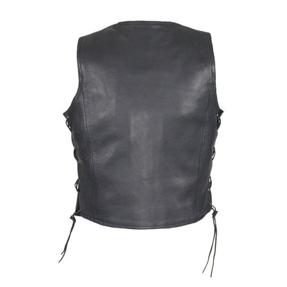 Womens Cowhide Leather Motorcycle Vest With 7 Pockets By Milwaukee Riders