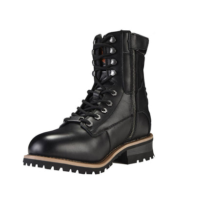 Men's Leather Motorcycle Boots Zipper And Lace-Up By Milwaukee Riders