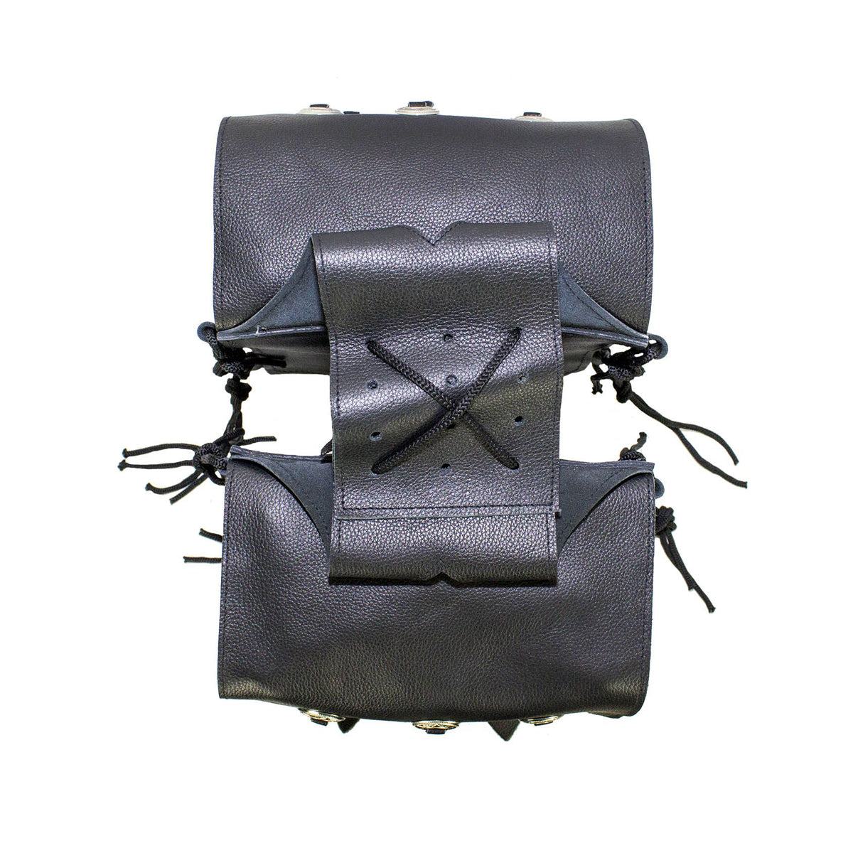 Genuine Black Leather Saddlebag with Conchos