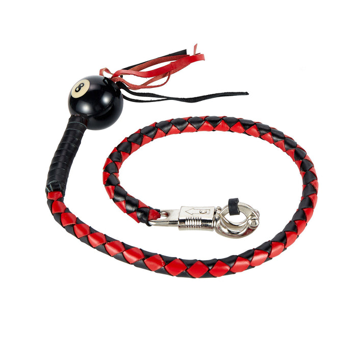 Red and Black Fringed Pool Black Ball8 Get Back Whip