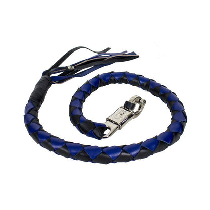 42" X 3" Hand-braided Get Back Whip - Black/Blue