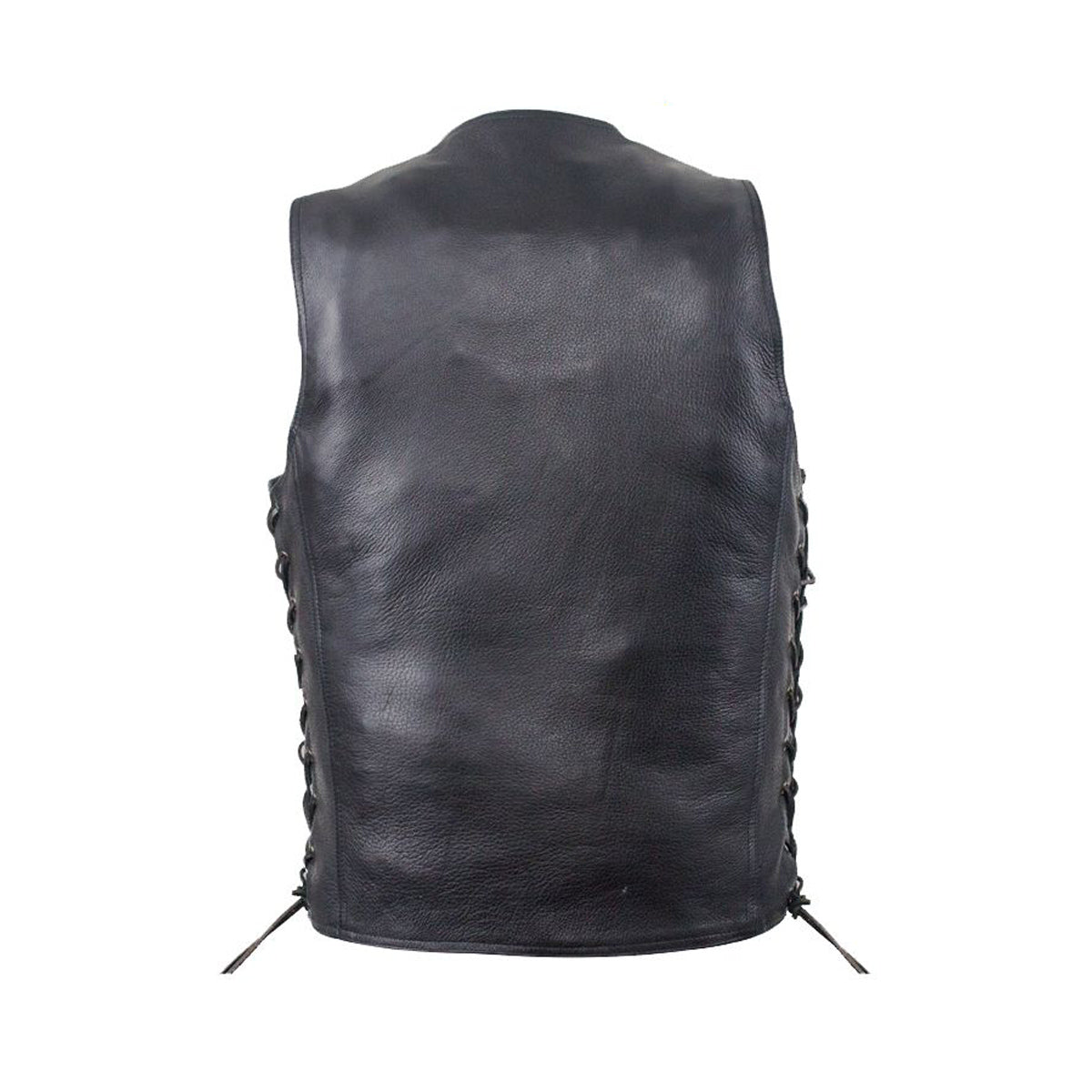 Mens Plain Leather Vest With Gun Pocket