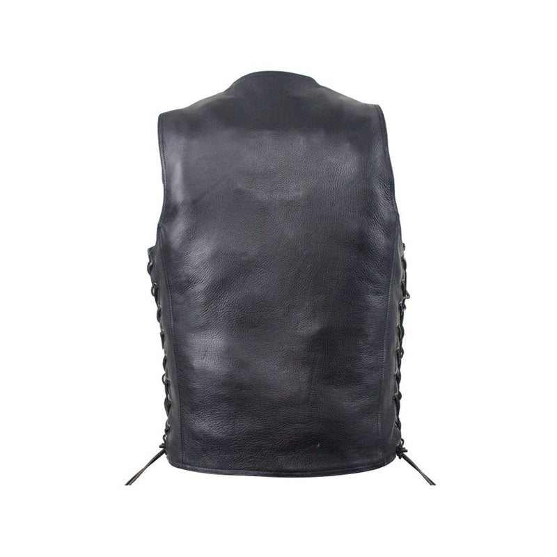 Milwaukee Mens 10-Pockets Plain Leather Vest With Gun Pocket By Milwaukee Riders