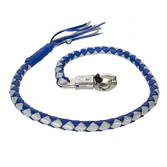 Blue and Silver Hand-Braided Leather Get Back Whip