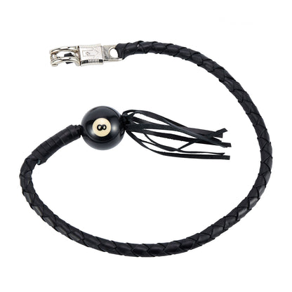 All Black Fringed Get Back Whip W/ 8 Ball