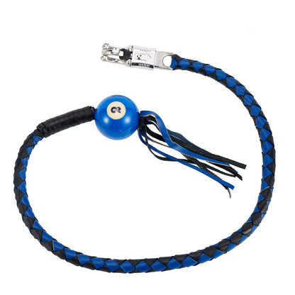 Black And Blue Fringed Get Back Whip W/ Pool Ball