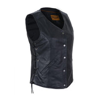 Womens Leather Vest With Concealed Carry & Side Laces
