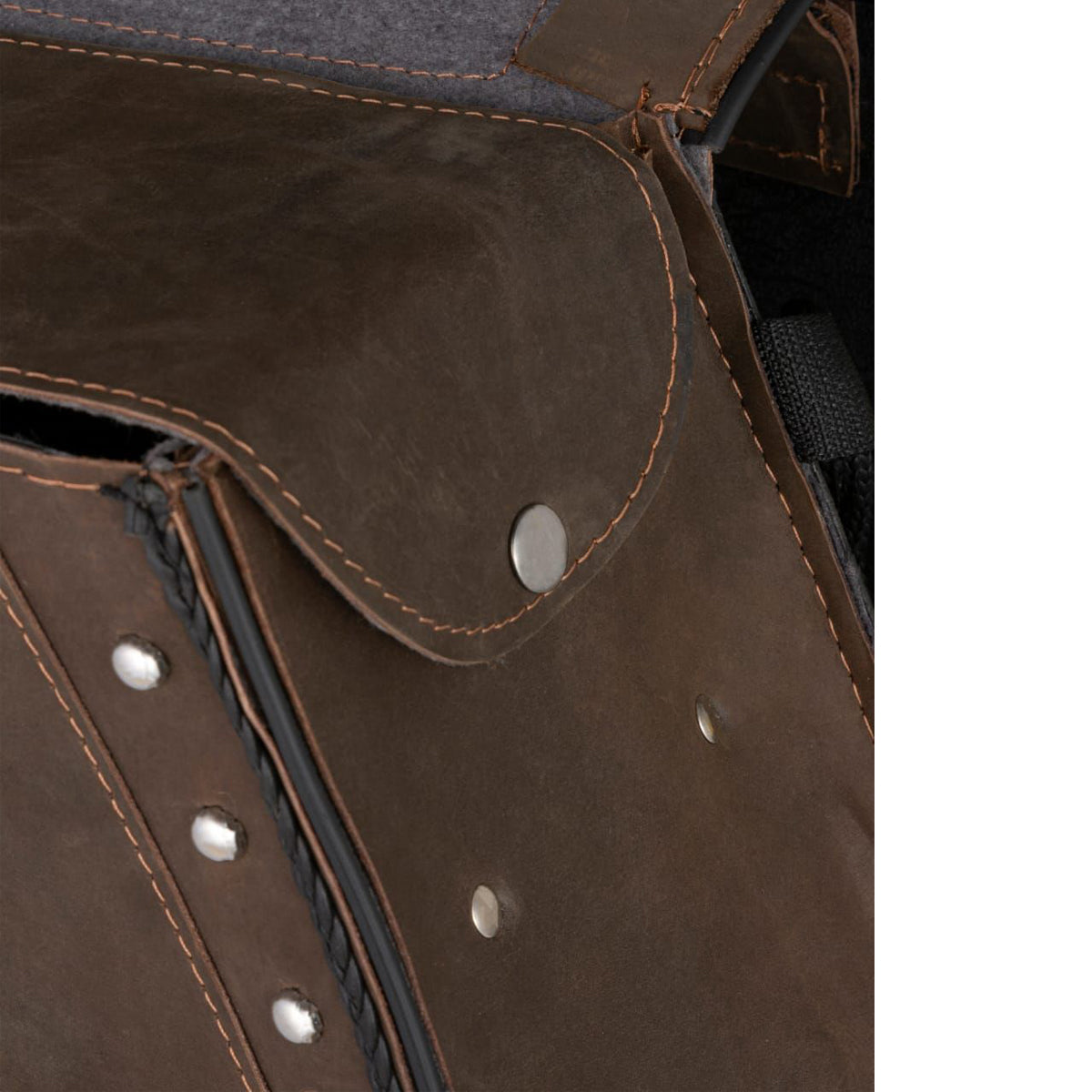 Genuine Vintage Brown Naked Leather Concealed Carry Saddlebag with Braid
