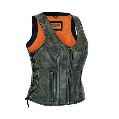 Women's Distressed Brown Naked Leather Vest