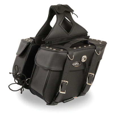 Zip-Off PVC Throw Over Saddle Bag w/ Rivets & Concho (13.5X10.5X5.5X19)