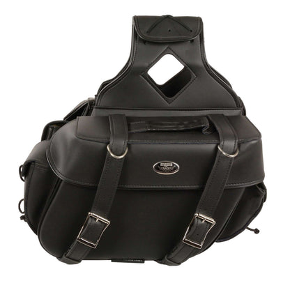 Medium Zip-Off PVC Throw Over Riveted Saddle Bag (13X10X5X20)