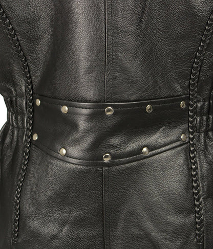 Ladies Black Braided Jacket with Studded Back and Gun Pockets