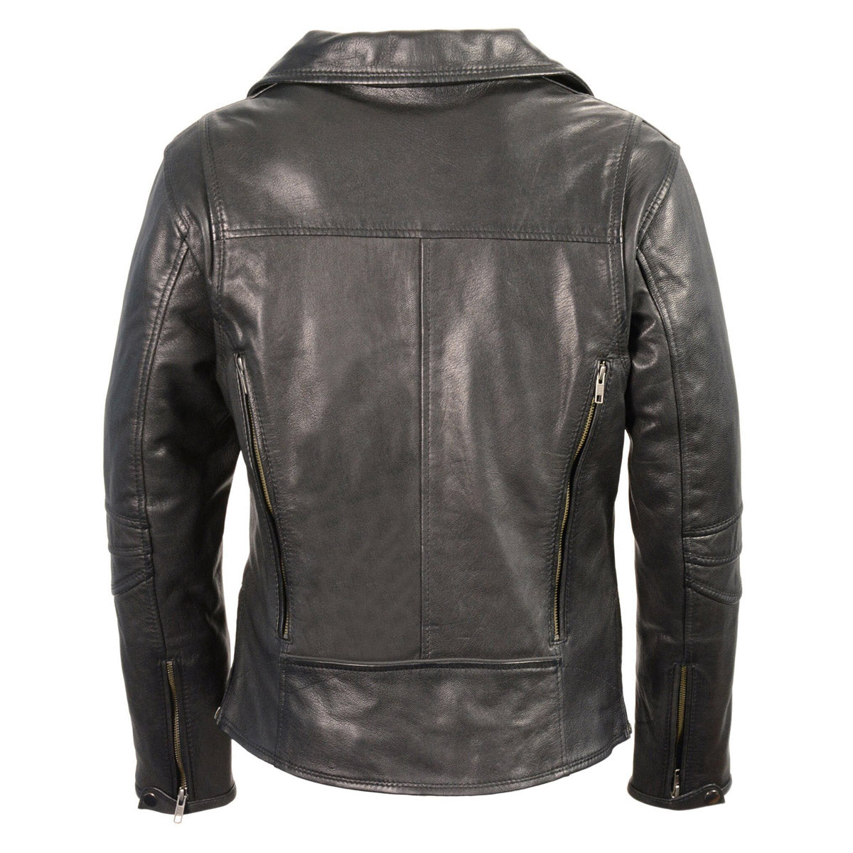 Women's Black Leather Lightweight Long Length Vented Jacket