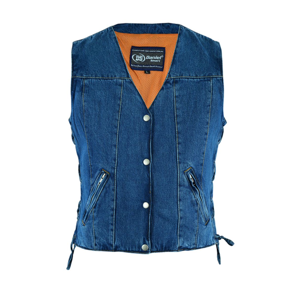 Designer Sleeveless Denim Cargo Vest With Pockets And Side Buckle