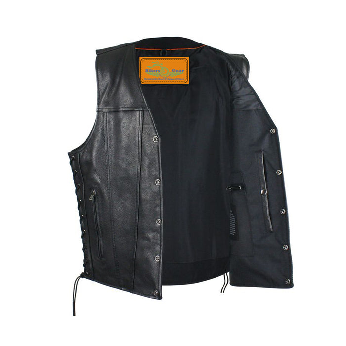 Mens Leather Vest With Concealed Gun Pockets