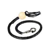 Black Fringed Get Back Whip With White Pool Ball