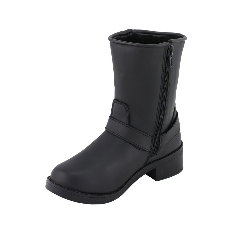 Ladies Black Engineer Style Riding Boots with Side Zipper