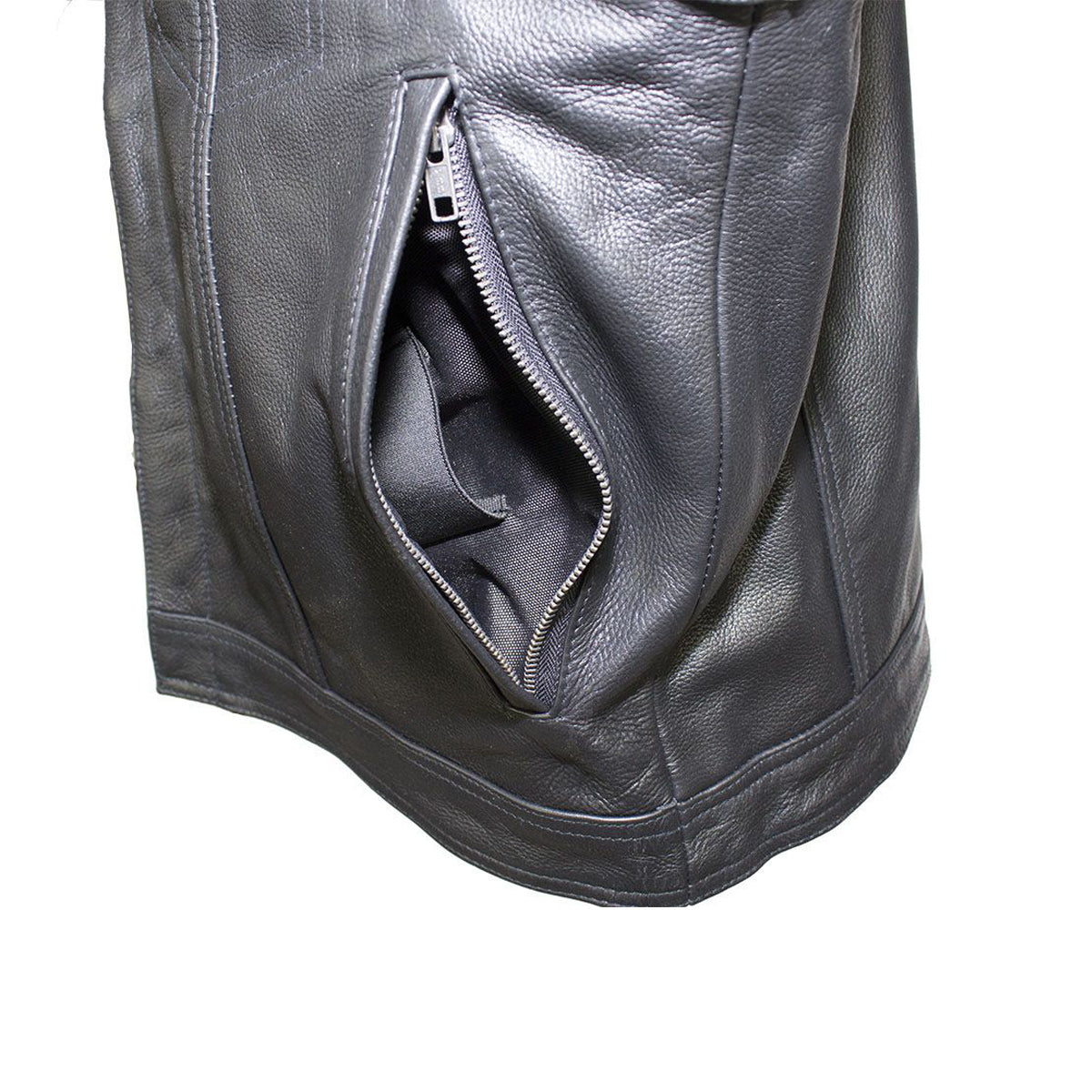 Split Cowhide Leather Motorcycle Club Vest - Defender Vest