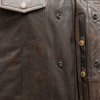 Sharp Shooter Men's Motorcycle Leather Vest - Brown