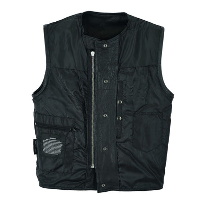 Dream Apparel Mens Motorcycle Collarless CLUB VEST with Black Liner & Zipper Front Closure