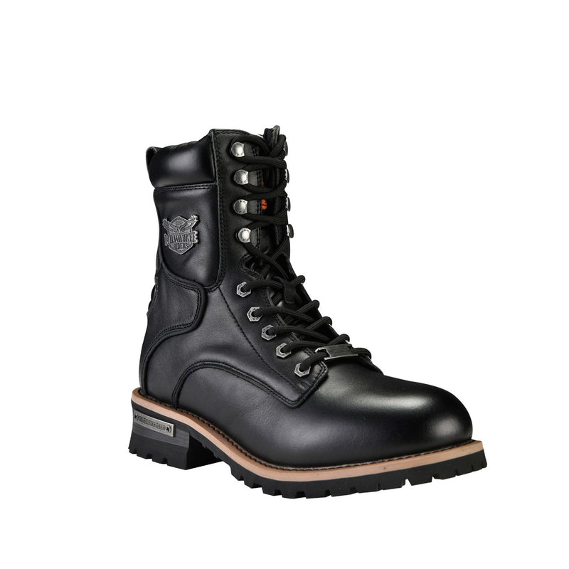 Men's Leather Motorcycle Boots Zipper And Lace-Up By Milwaukee Riders