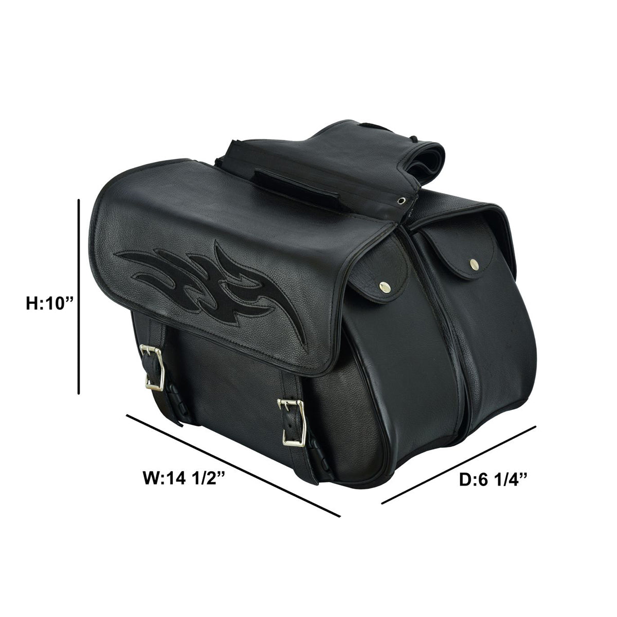 Genuine Naked Leather Concealed Carry Saddlebag with Flame