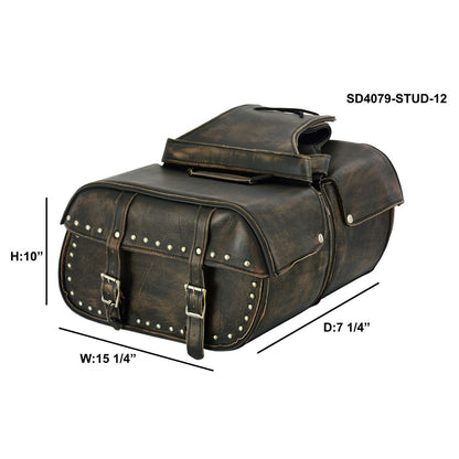 Genuine Distressed Brown Naked Cowhide Leather Concealed Carry Saddlebag