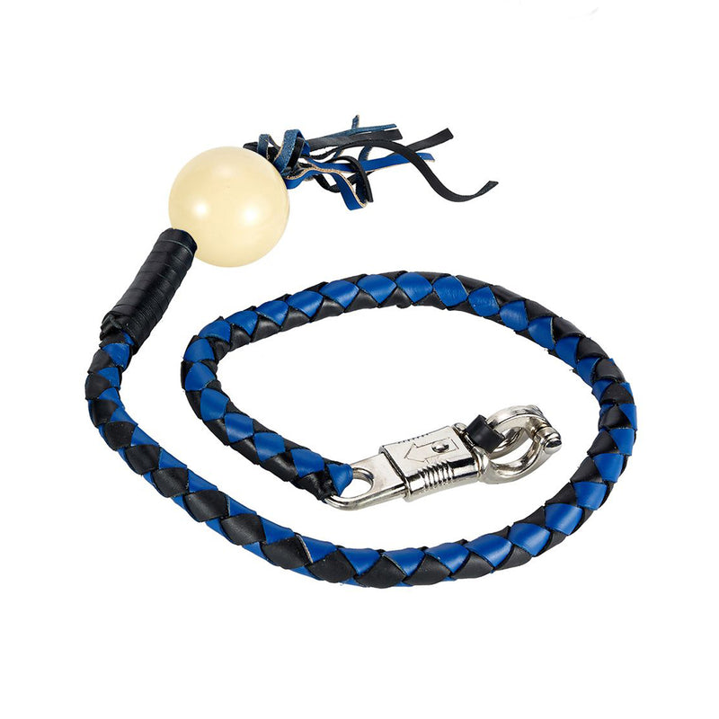 Black And Blue Fringed Get Back Whip With Pool White Ball