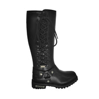Milwaukee Riders Women Biker Long Boots with Laces