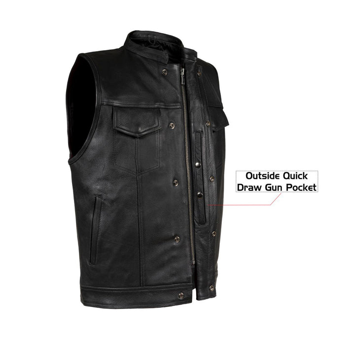 Mens SOA Style Motorcycle Club Vest® Naked Leather