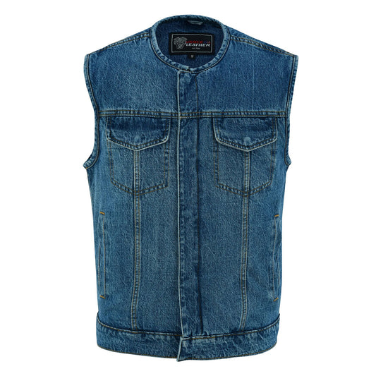 Men's Blue Denim Collarless Vest
