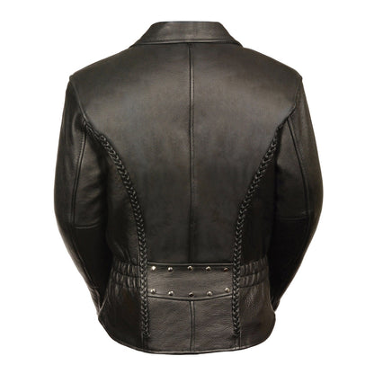 Ladies Black Braided Jacket with Studded Back and Gun Pockets