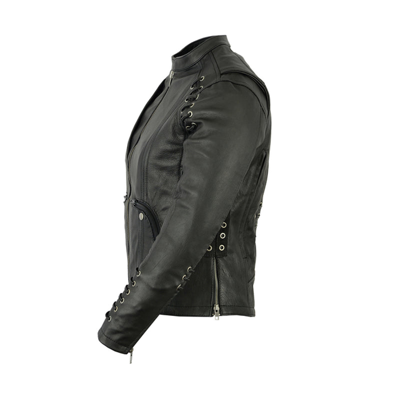 WOMEN'S STYLISH JACKET WITH GROMMET AND LACING ACCENTS