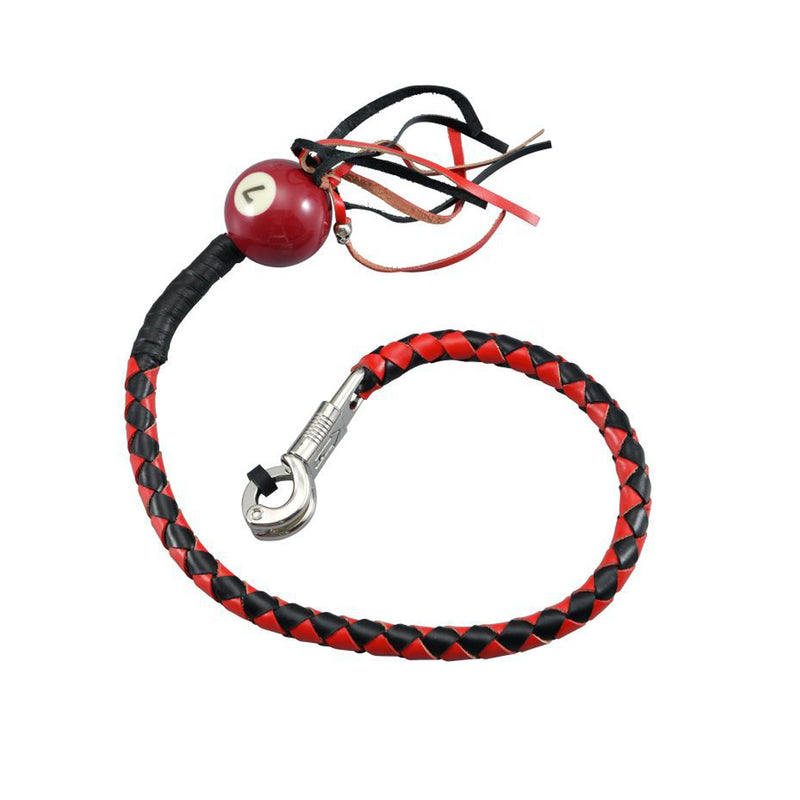 Dream Apparel® Black And Red Fringed Get Back Whip with Red Pool Ball No 7