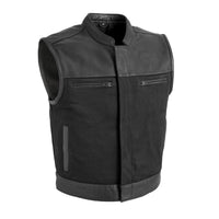 Lowrider - Men's Motorcycle Leather/Twill Vest