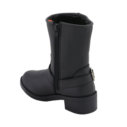 Ladies Black Engineer Style Riding Boots with Side Zipper