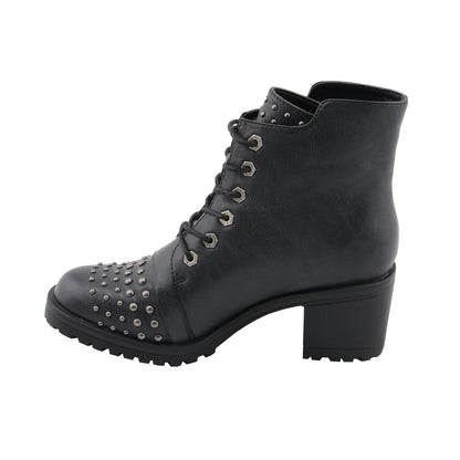 Womens Distress Black Rocker Boot with Studded Instep