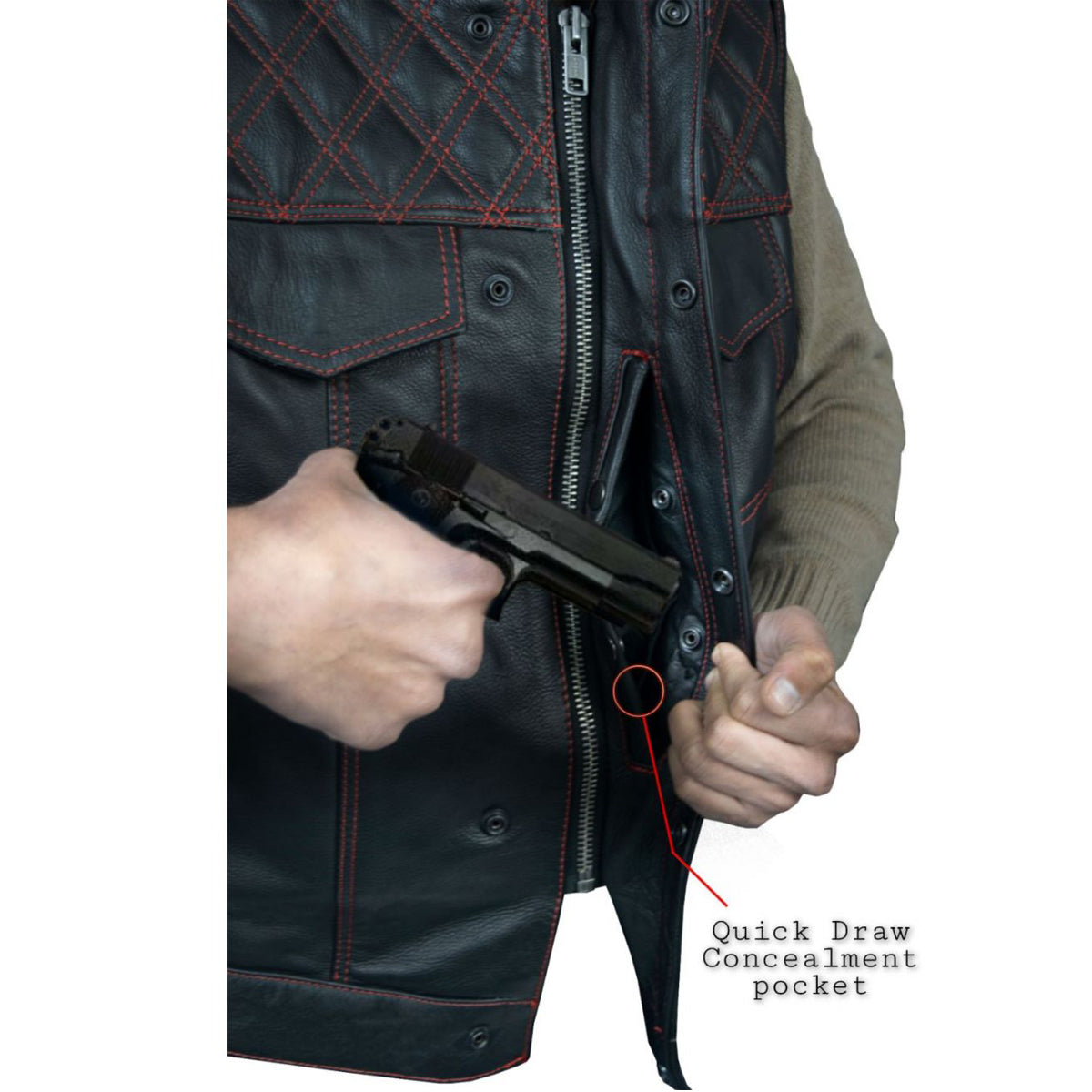 Leather vest with deals gun holster